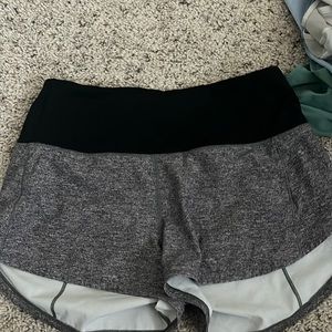 grey size 4 lulu shorts with the liner cut out